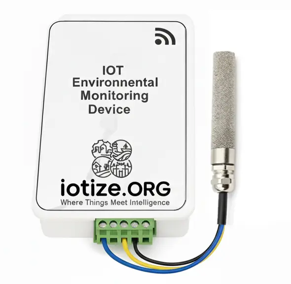 Affordable IoT Environmental Monitoring Device measuring Temperature, Humidity, CO₂, and Air Quality