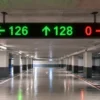 iot-smart-indoor-led-signage-display-1000x200 IoT-based smart indoor LED signage display 1000x200mm showing parking guidance arrows and numbers in underground garage
