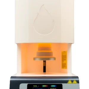 Smart IoT-enabled dental sintering furnace with automatic lift, touchscreen control, and zirconia/porcelain prosthetic sintering capability.