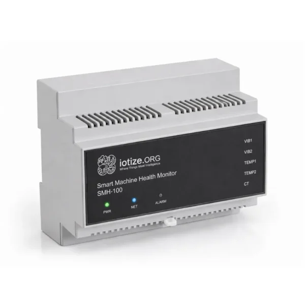 Enterprise Smart Machine Health Monitor IoT device mounted on DIN rail for predictive maintenance
