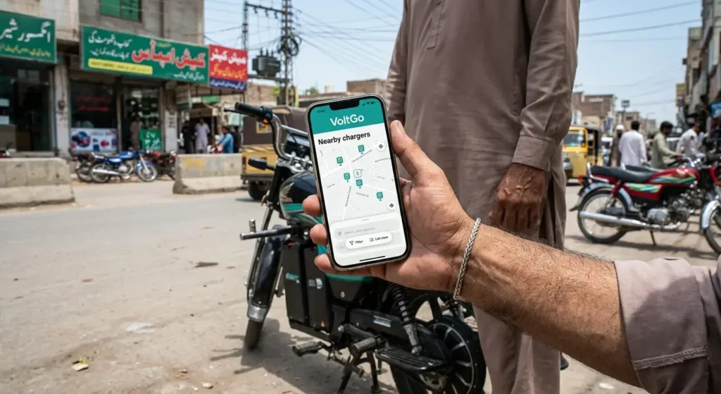 A driver finds the nearest available EV charger on a live map in a white label charging app.